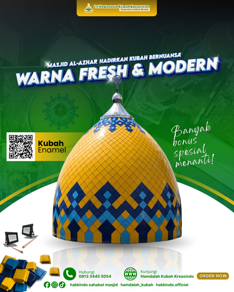 Produsen kubah masjid terdekat dengan layanan profesional, menghadirkan kubah berkualitas, kuat, dan estetis untuk memperindah tampilan masjid.